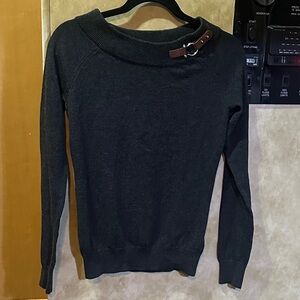 Ralph Lauren Charcoal Sweater with Buckle Accent